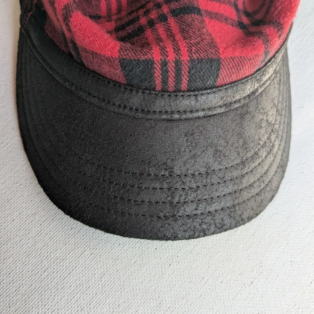 Scala Pronto Plaid Women's Hat Sz OS Red Black Cotton Cap Y-2